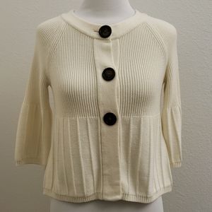 RQT Petite Ivory 3/4 Sleeve Button Up Cardigan SS9